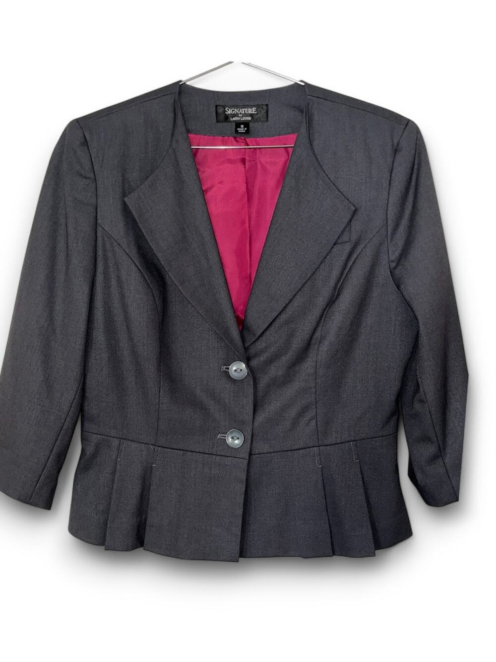 Larry Levine Women's Short Blazer | Size 12 | Gray & Pink | euc